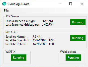 Cloudlog Aurora Satellite Screenshot