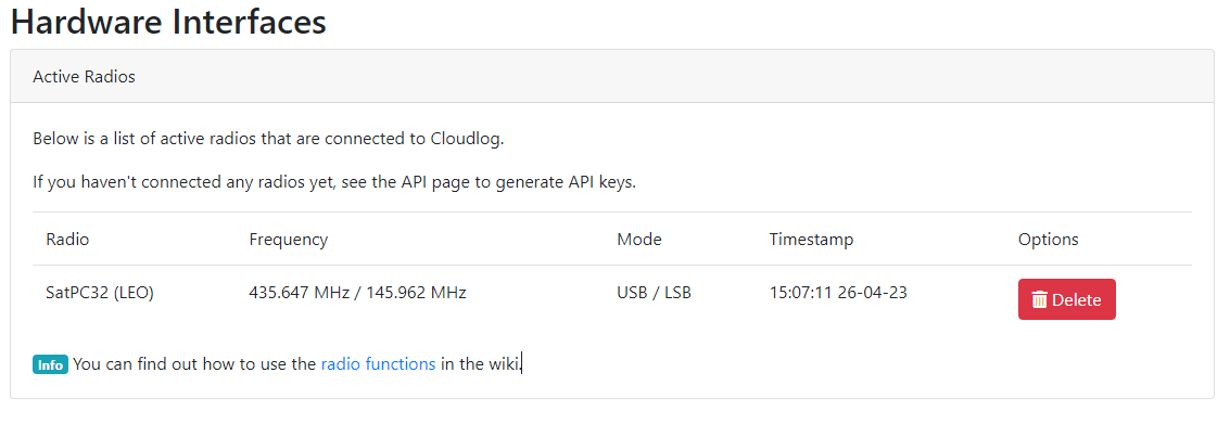 Cloudlog Aurora Satellite Screenshot